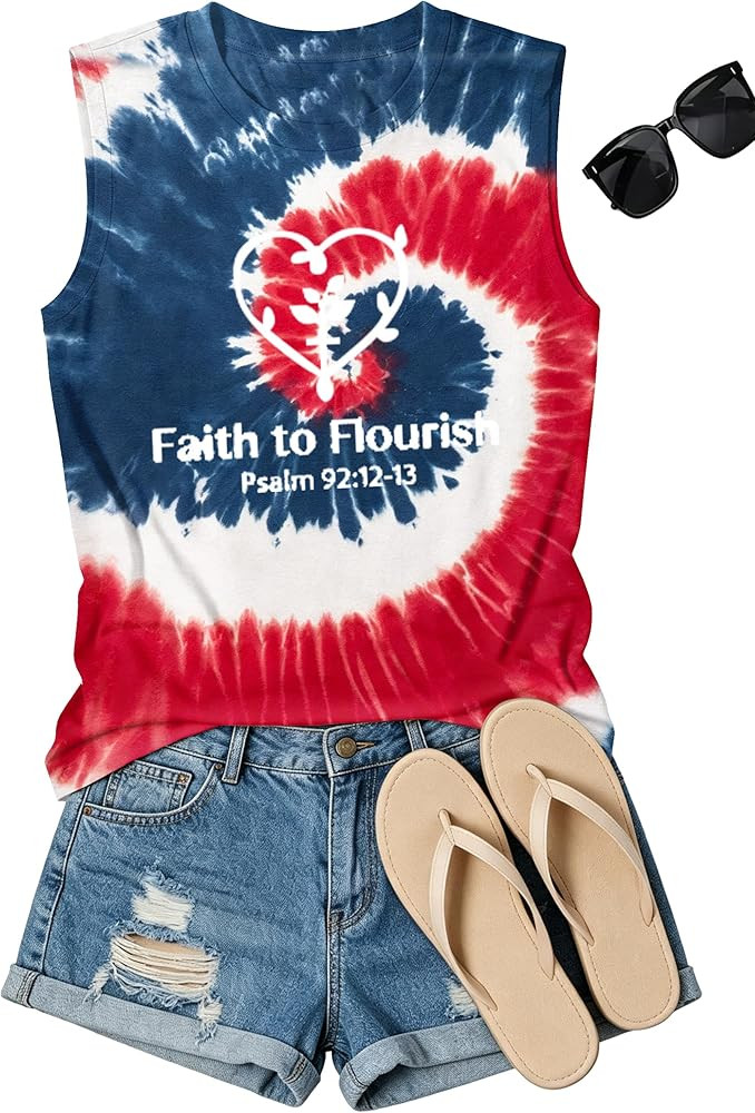 4th of July Bow Tank Top Women-Vintage American Bow Sleeveless Shirt USA Flag Tee Top Patriotic T... | Amazon (US)