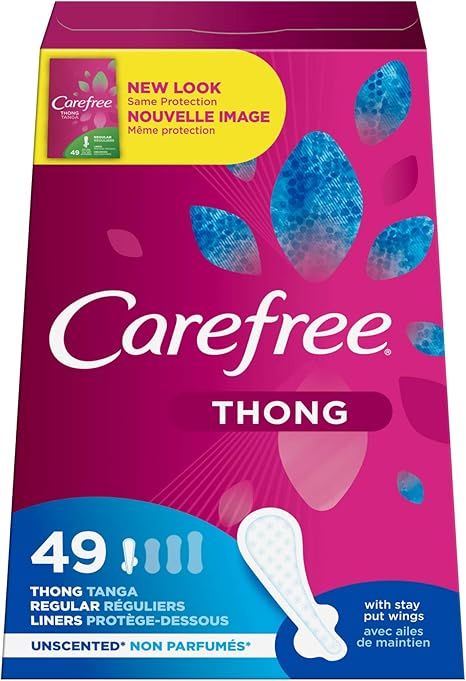 Carefree Thong Regular Liner (Pack of 1) Unscented 49 Count | Amazon (US)