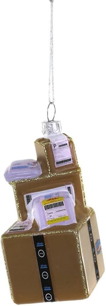 UPS Amazon Online Shopper Box Deliveries Glass Christmas Ornament | Amazon (US)
