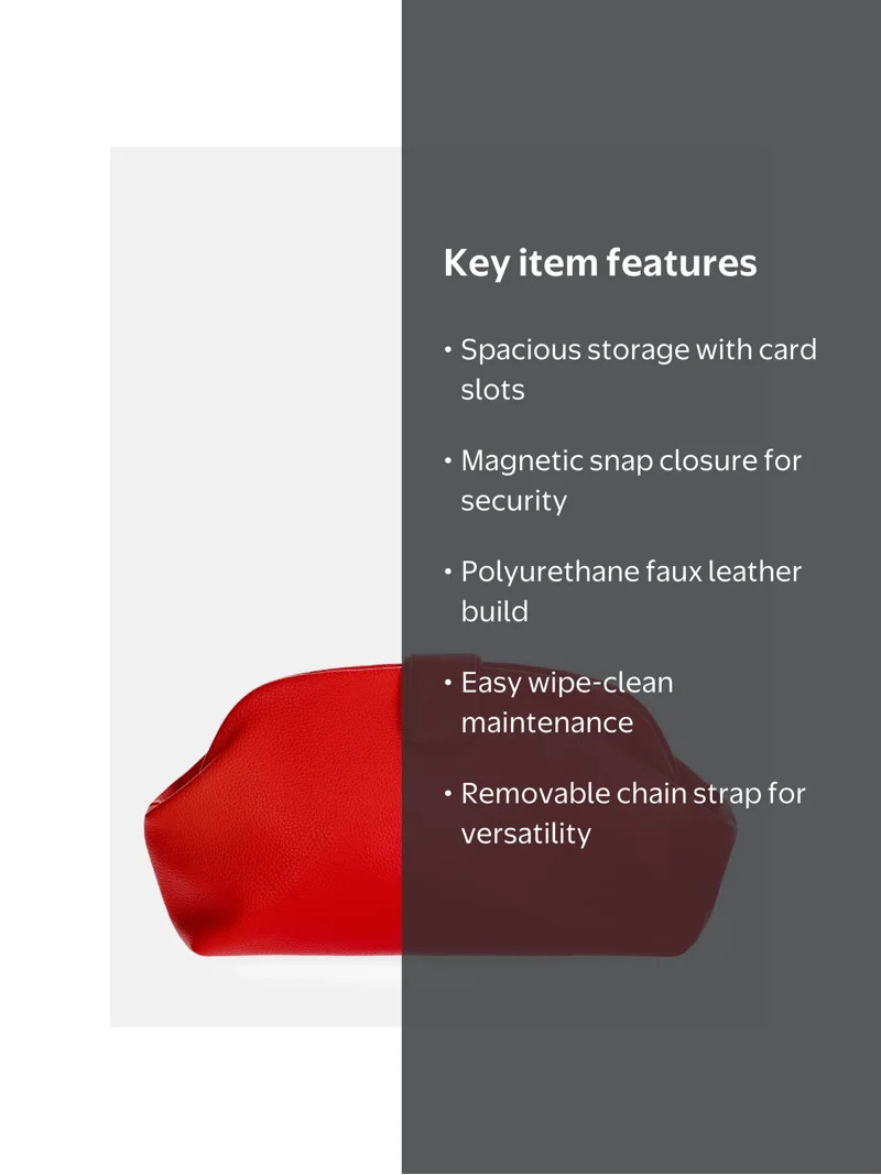 Free Assembly Women's Faux Leather Clutch Handbag, Red Engine | Walmart (US)