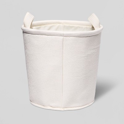 Large Waffle Kids' Storage Basket Cream - Pillowfort™: Circular Polyester Toy Organizer, Spot Clean, 13"x13" | Target