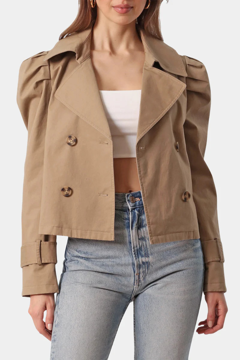 Puff Sleeve Cropped Trench Coat | Lord & Taylor