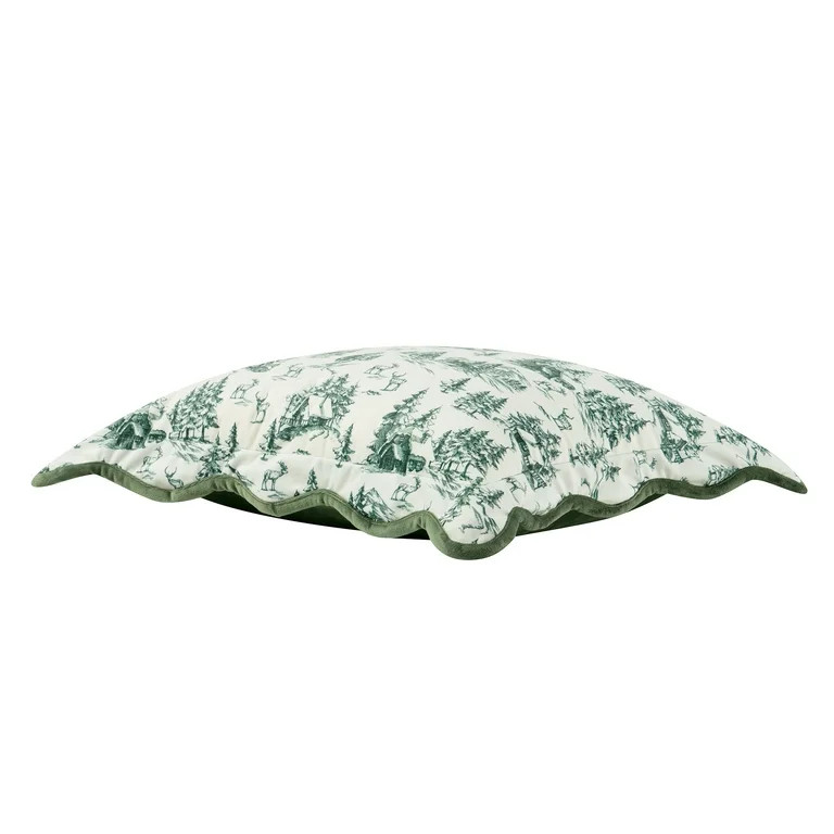 My Texas House 18" x 18" Green Forest Toile Velvet Decorative Pillow Cover | Walmart (US)