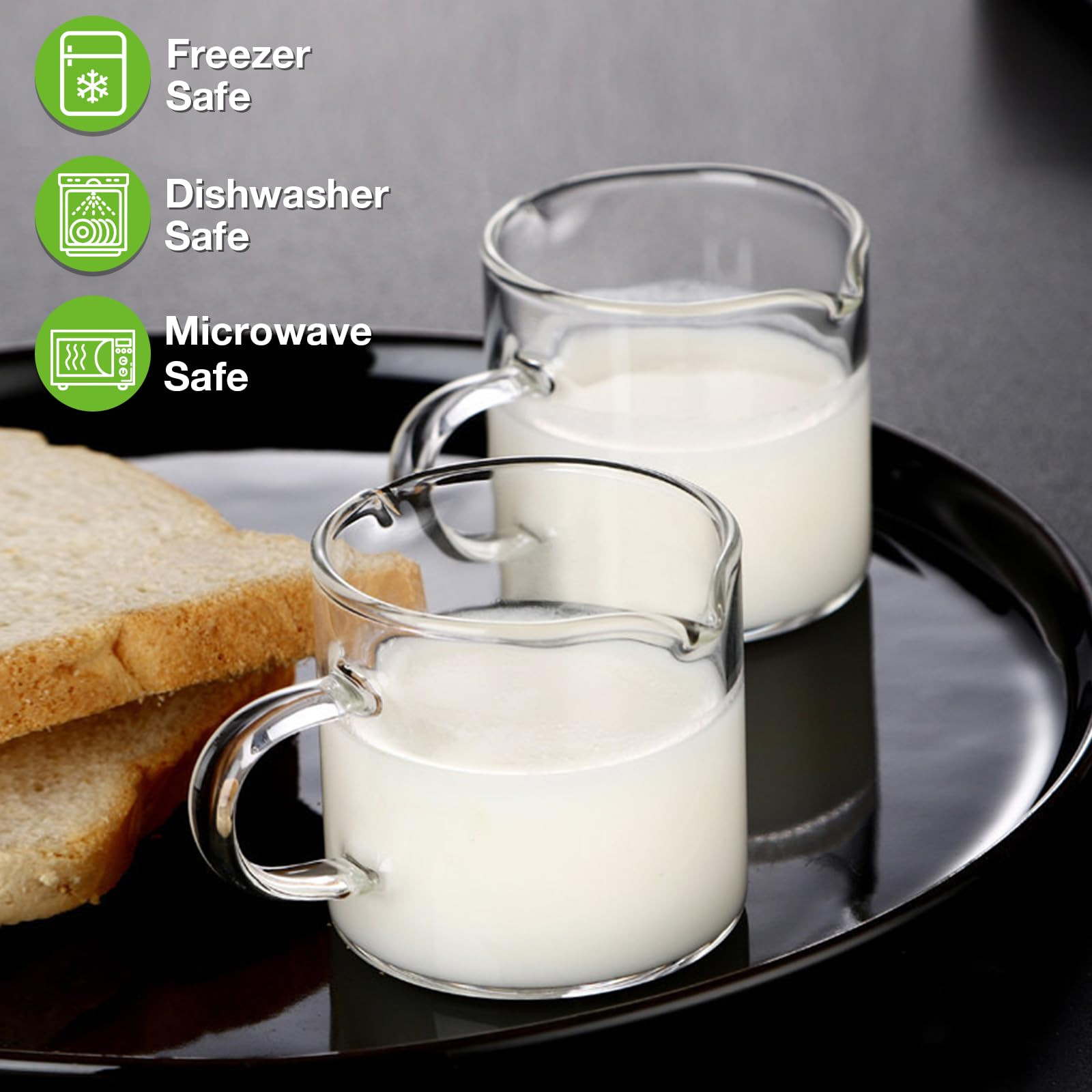 Espresso Cups Set of 2, 4 OZ Double Spouts Cups, Shot Glasses, Milk Cup with Handle, Clear Glass,... | Amazon (US)