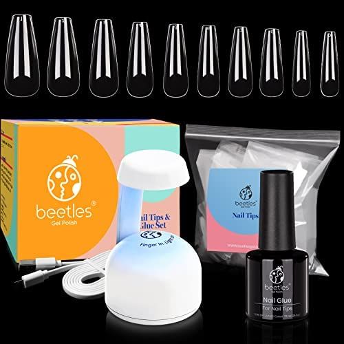 Beetles Nail Tips and Glue Gel Nail Kit, 2 In 1 Nail Gel and Base Gel with 500Pcs Coffin Nails an... | Amazon (US)