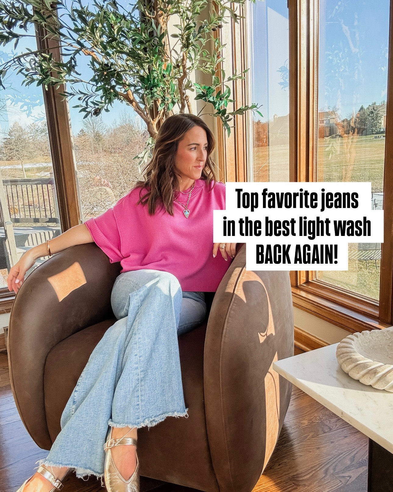 Don’t miss this perfect light wash. Favorite jeans. TTS. 
25 regular 
Small sweater 

#LTKSeasonal #LTKOver40 #LTKootd