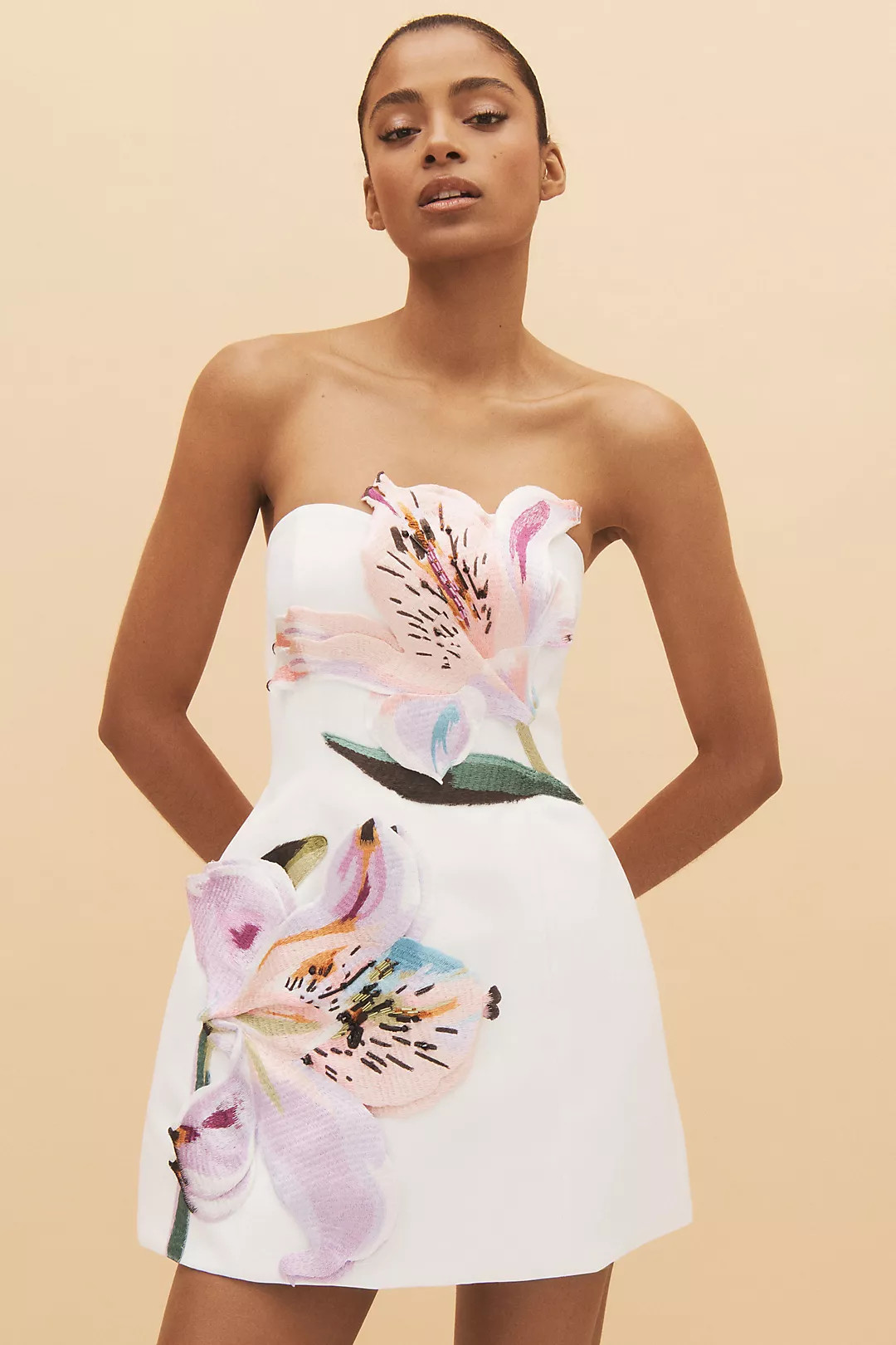 LEO LIN Rosario Floral Appliqué Mini Dress | Anthropologie (US)