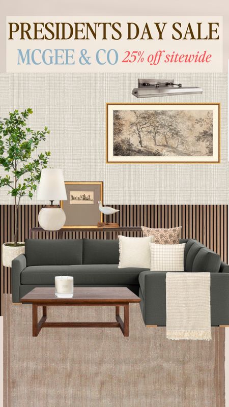 Living room, home decor, art, McGee and co, Presidents’ Day sale, couch, sectional, faux tree, lamp, console table, moody home decor, coffee table, picture light, wall paneling, vintage home decor, 

#LTKsalealert #LTKFind #LTKhome