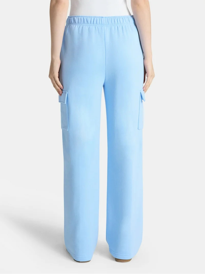 No Boundaries Fleece Cargo Wide-Leg Pants, 30'' Inseam, Women's XXS-XXL | Walmart (US)