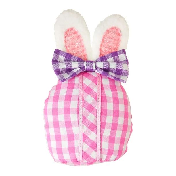 Way to Celebrate Easter Gingham Egg with Bunny Ears Tabletop Decoration, Pink, 6.25" - Walmart.co... | Walmart (US)