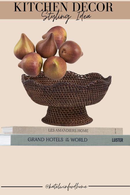 Kitchen counter styling idea with neutral book stack, artificial fruit and woven bowl 

#LTKfindsunder50 #LTKhome #LTKstyletip