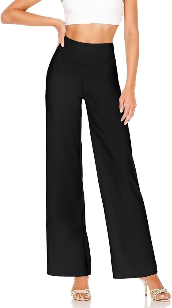 Hybrid & Company Womens Ultra Comfort Ponte Fabric Pull on Casual Wide Leg Pants | Amazon (US)