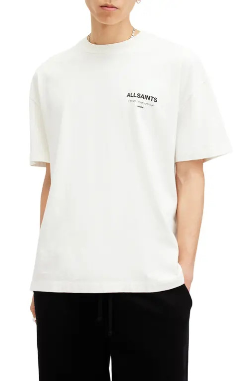 AllSaints Underground Oversize Graphic T-Shirt in Ashen White at Nordstrom, Size Medium | Nordstrom