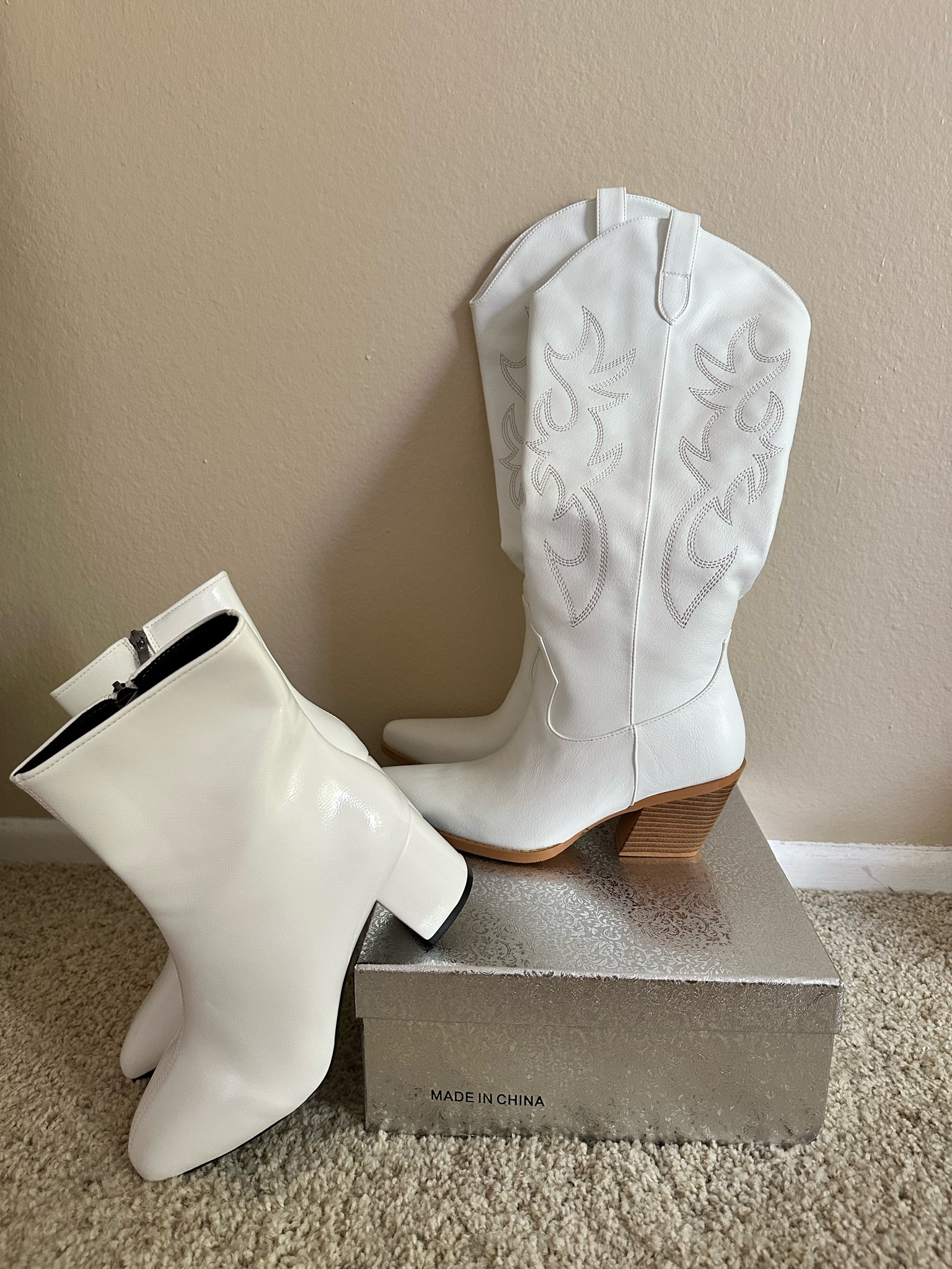 Favorite shoes 🤍

Cowboy boots, white ankle boots, shoe crush, fall shoes, boots season, outfit inspiration, style inspo, neutral style 

#LTKstyletip #LTKshoecrush #LTKfindsunder50