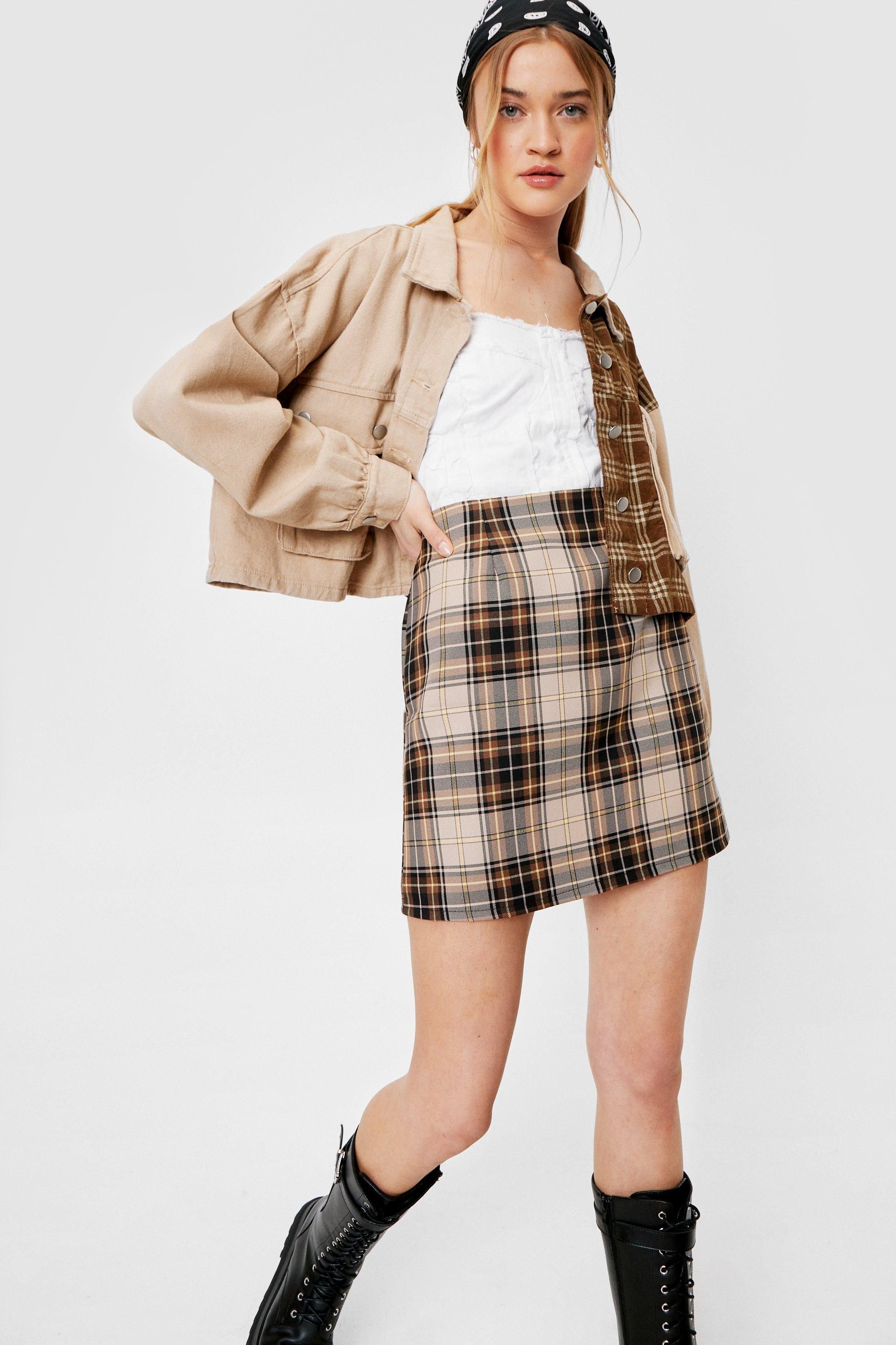 Womens Split the Check High-Waisted Mini Skirt - Brown | NastyGal (US & CA)