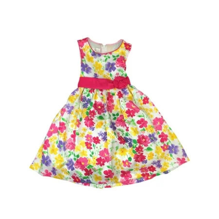 American Princess Girls Pink Yellow & Purple Floral Party Dress Flower Girl 6X | Walmart (US)