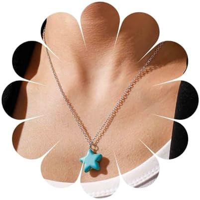 Andelaisi Boho Turquoise Star Choker Necklace Blue Turquoise Star Pendant Necklace Choker Vintage... | Amazon (US)
