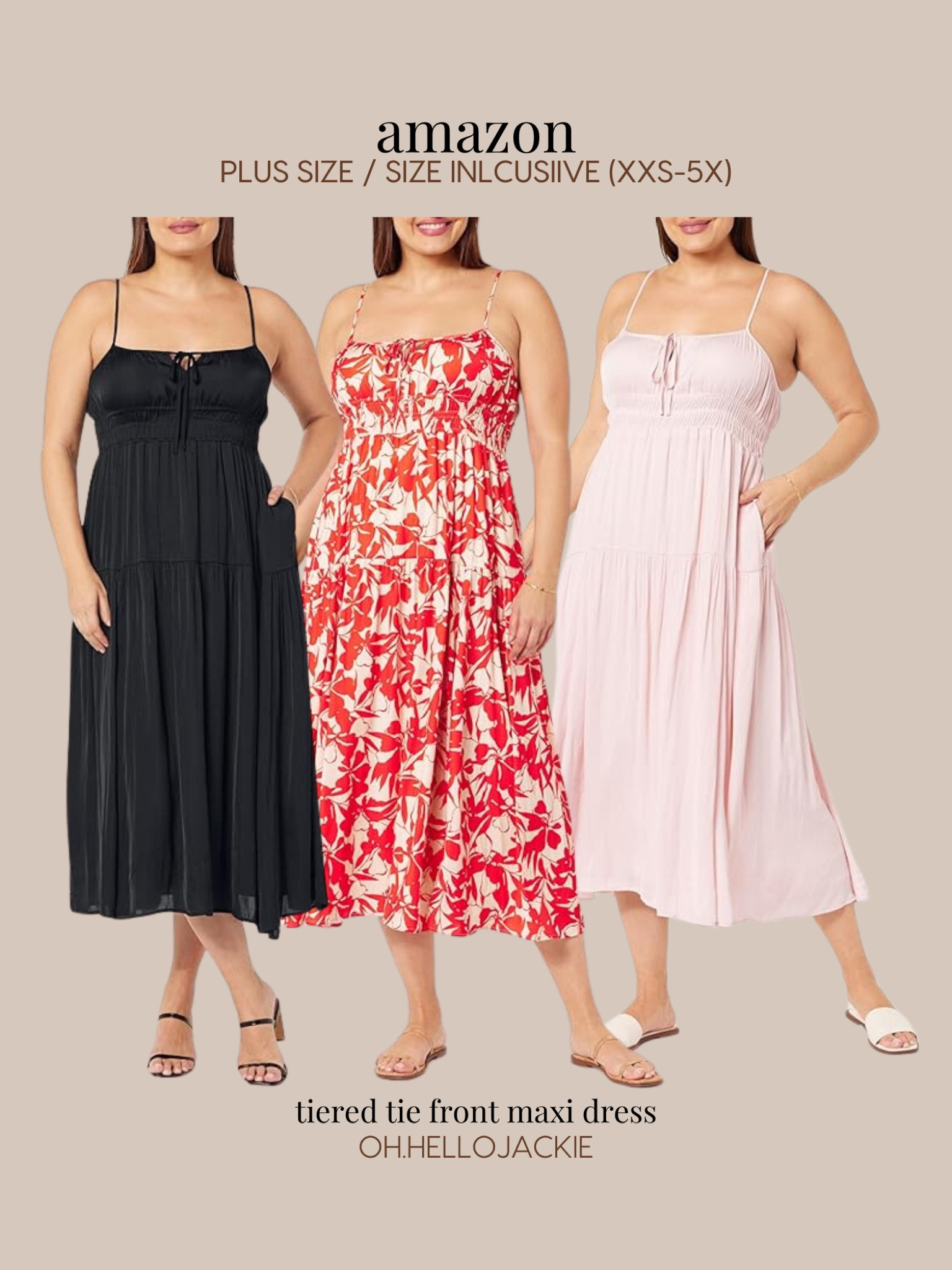 Affordable AMAZON finds! Plus size and size inclusive - XXS to 3X, 4X, 5X TRUE TO US SIZES.

The sweetest midi-maxi dress - I love the bodice with the tie and thin spaghetti straps. Super cute yet sexy, reminds me of the milk maid summer dresses everyone has been wearing but this is the sleeveless size inclusive version. Available in multiple colors (in addition to what’s shown!) shown is the black, red and white tropical floral, and the pale soft pink.

#LTKFindsUnder100 #LTKPlusSize #LTKMidsize