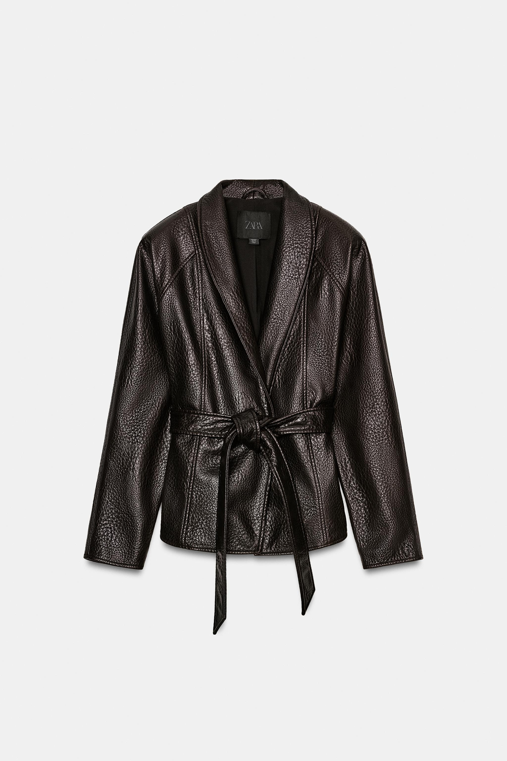 ZW COLLECTION FAUX LEATHER BELTED JACKET | Zara US