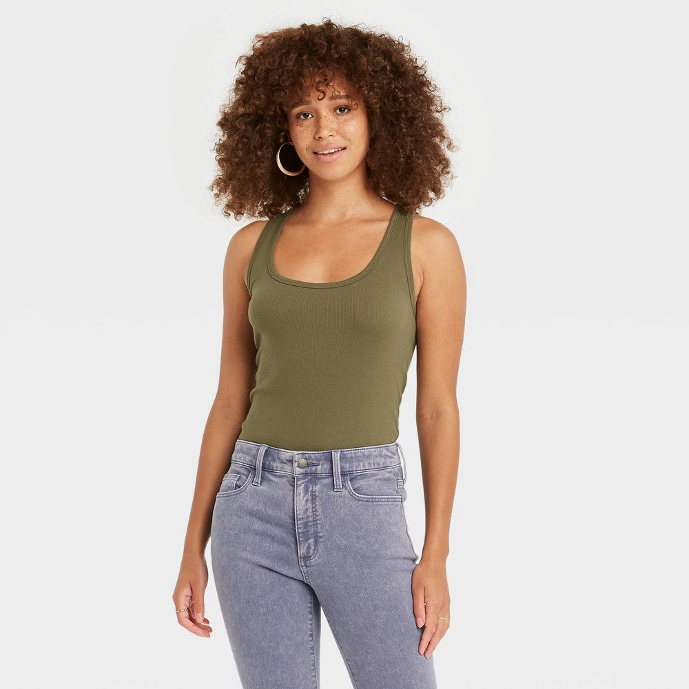 Women's Slim Fit Rib Racerback Tank Top - Universal Thread Green XXL | Target
