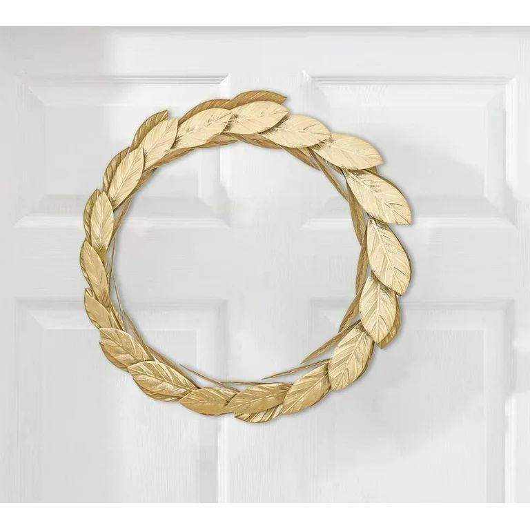 Gold Leaves Metal Wreath Wall Decor For Front Door,13 Inch Door Wreath For | Walmart (US)