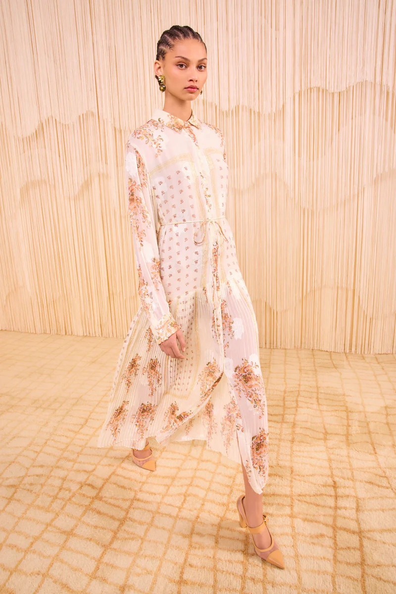 Emilie Drop Waist Long Sleeve Shirt Dress - Alabaster | Ulla Johnson