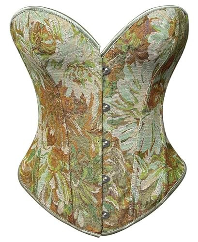 Alivila.Y Fashion Womens Sexy Vintage Denim Corset Short Torso Daisy Floral Print Bustier Corsets A998-Green-6XL | Amazon (US)