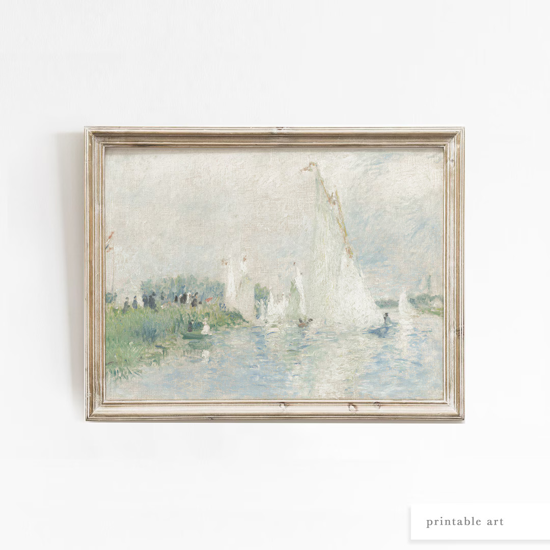 Sailboat Art Painting, Sailboat Decor, Printable Wall Art, Nautical Decor, Vintage Wall Art, Nurs... | Etsy (US)