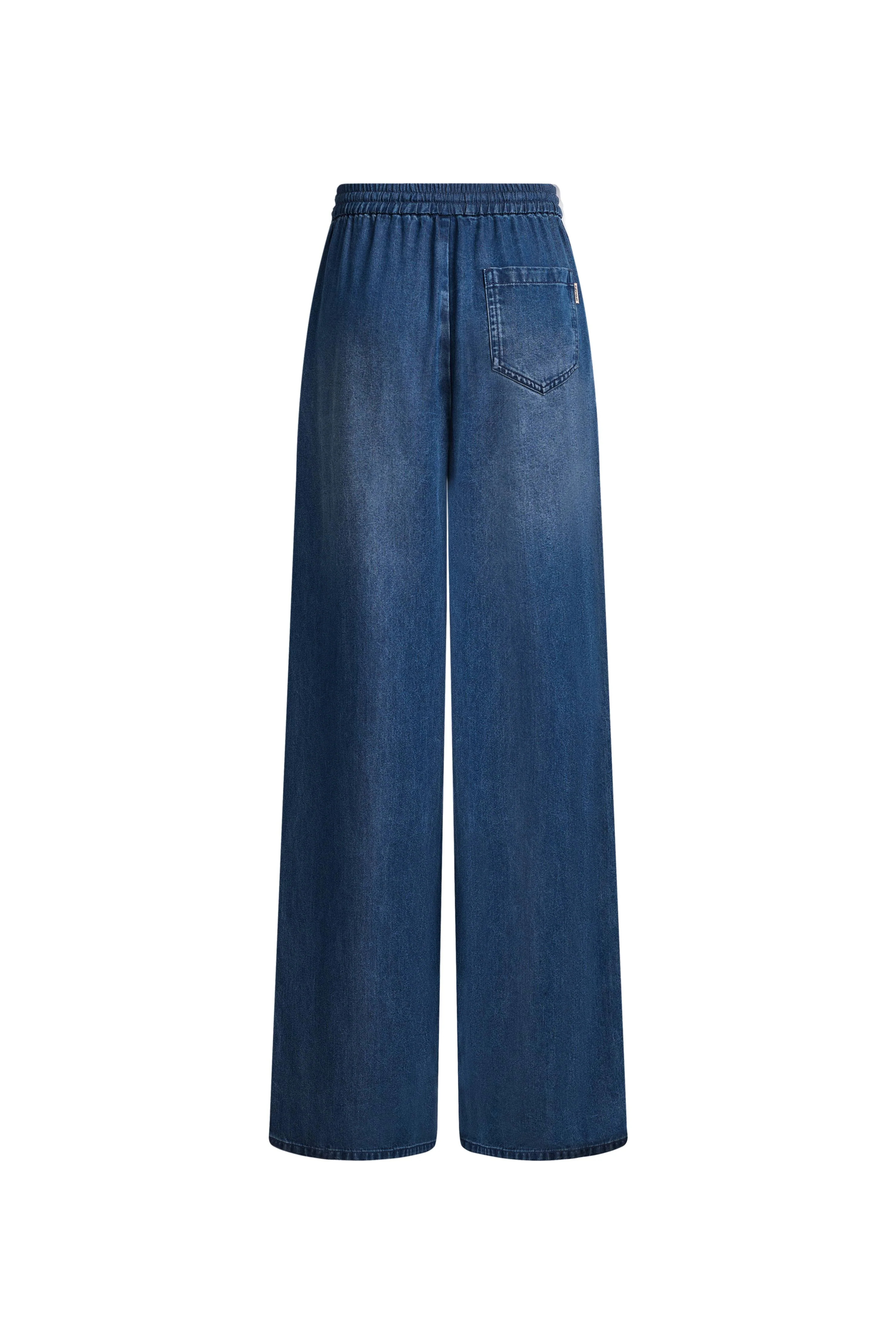 Eva Draped Drawstring Wide Leg Jeans in Lyocell Acetate Denim | Fabrique