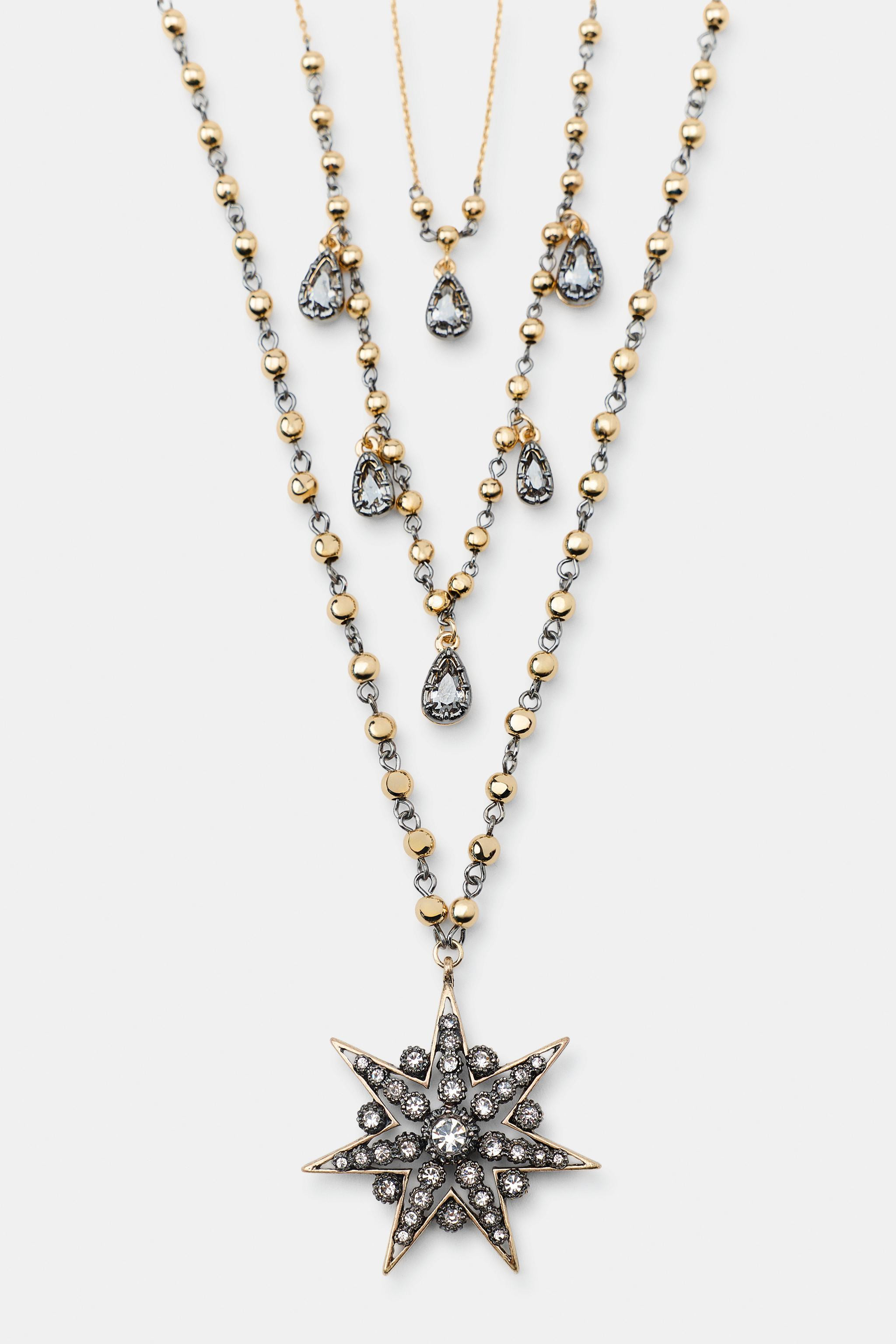 PACK OF 3 CRYSTAL STAR NECKLACES | Zara UK