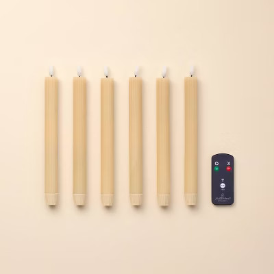 6pk Ribbed Flameless Taper Candles - Hearth & Hand™ with Magnolia | Target