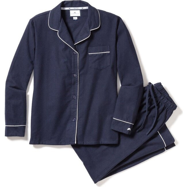 Petite Plume |  Women's Flannel Pajama Set, (Navy Blue, Size Medium) | Maisonette | Maisonette