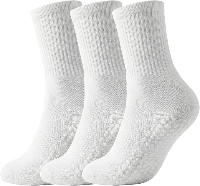 3 Pairs Pilates Socks with Grips for Women Non-slip Grip Sock for Hospital Labor and Delivery | Amazon (US)