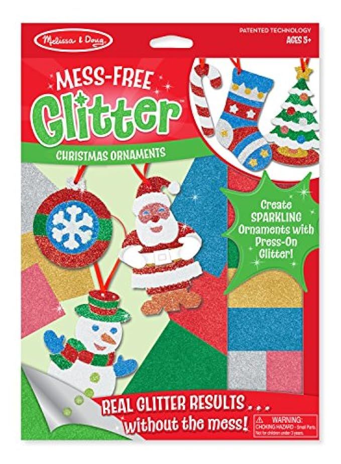 Melissa & Doug Mess-Free Glitter Christmas Ornaments - 6 Ornaments, 7 Glitter Sheets | Amazon (US)