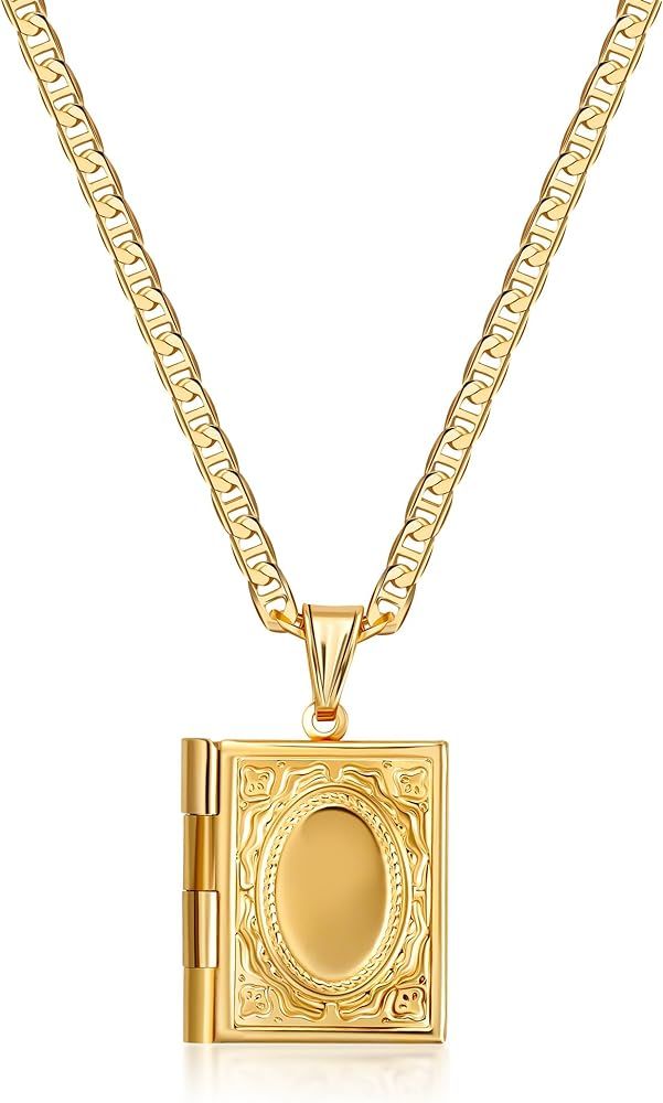 Barzel 18K Gold Plated Locket Necklace Photo Book Necklace - Made in Brazil | Amazon (US)