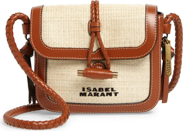 Vigo Flap Raffia & Leather Crossbody Bag | Nordstrom