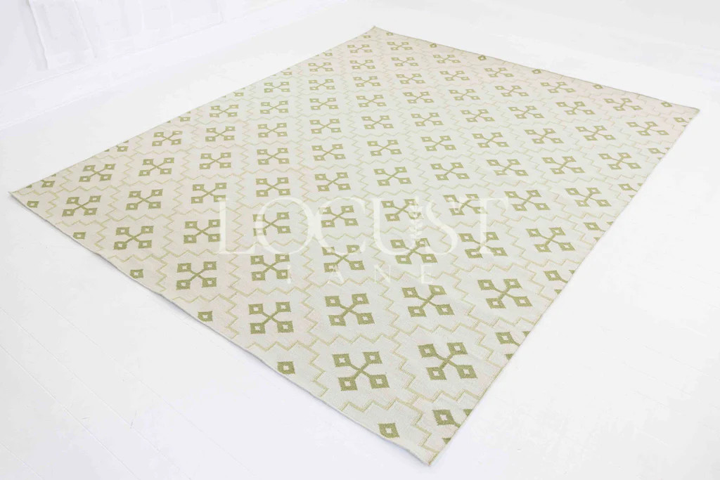 Pistachio Green Flatweave Dhurrie Rug (ready to ship) | Locust Lane Rugs