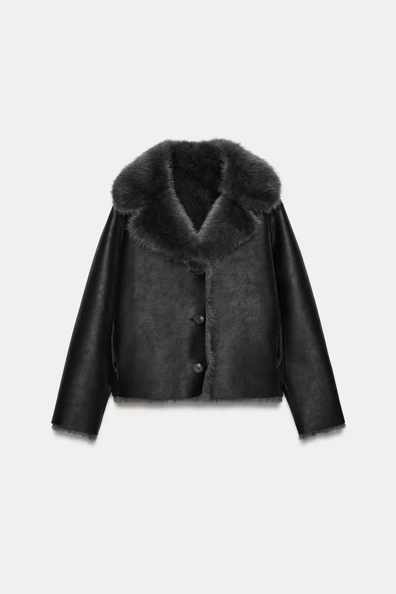 REVERSIBLE FAUX FUR SHORT COAT | Zara UK