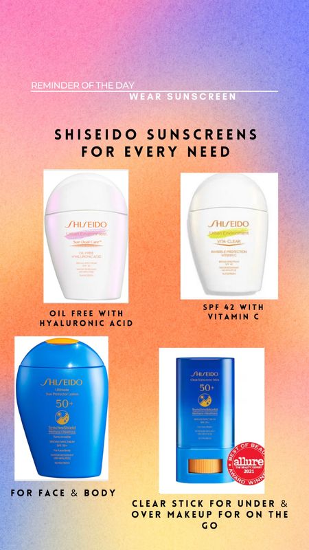 @shiseido sunscreens for every need from @sephora 

#LTKSeasonal #LTKbeauty #LTKunder50