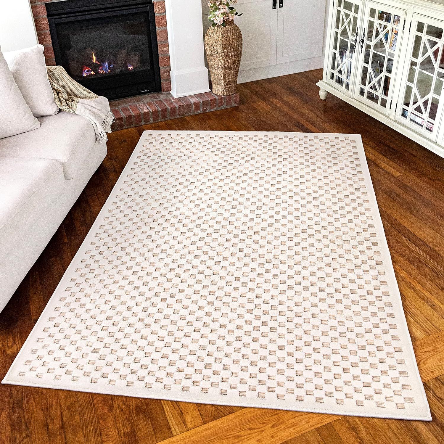 Simply Southern Cottage Lecompte Area Rug, 6' x 9', Beige | Amazon (US)