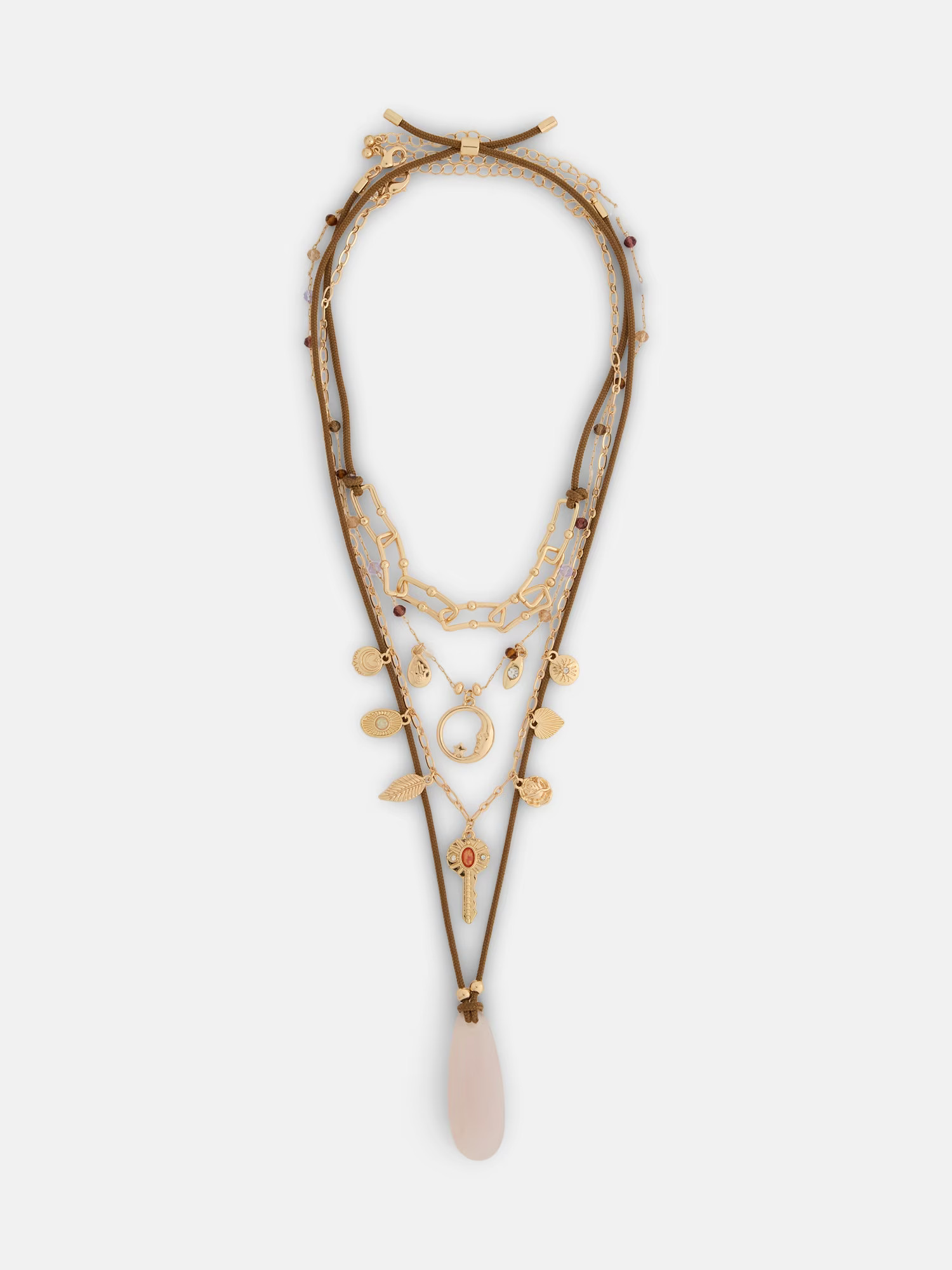 No Boundaries Women's Gold Tone Cord Celestial Necklaces Set, 4 Piece - Walmart.com | Walmart (US)