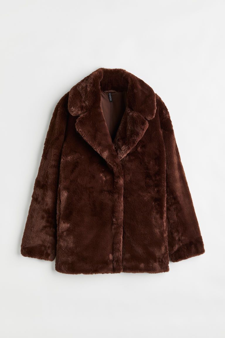 H & M - Single-breasted Faux-fur Jacket - Brown | H&M (US + CA)