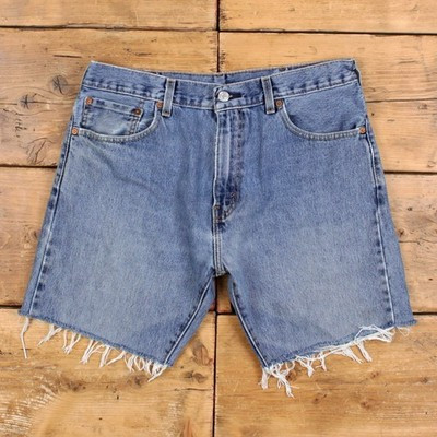 Vintage Levi's Denim Shorts 34 Levis 517 Raw Hem Jorts Stonewash Bermuda Blue | eBay UK