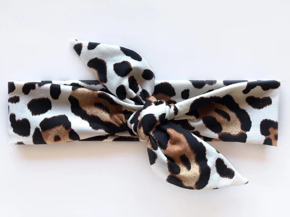 Personalized White Leopard Tie Headband | Etsy (US)