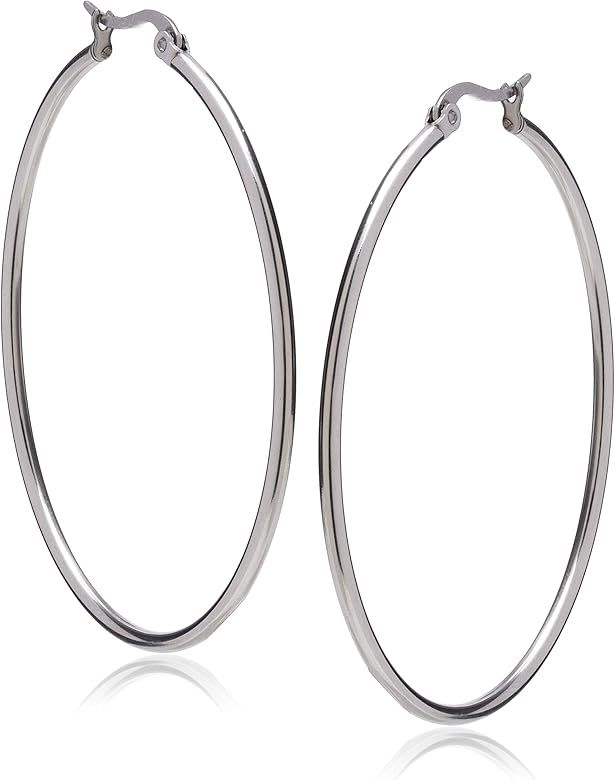 Amazon Essentials Plated Stainless Steel Rounded Tube Hoop Earrings | Amazon (US)