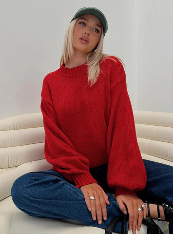 Harmony Sweater Red | Princess Polly US