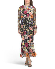 Long Sleeve 3d Floral Gown | Formal Dresses | Marshalls | Marshalls