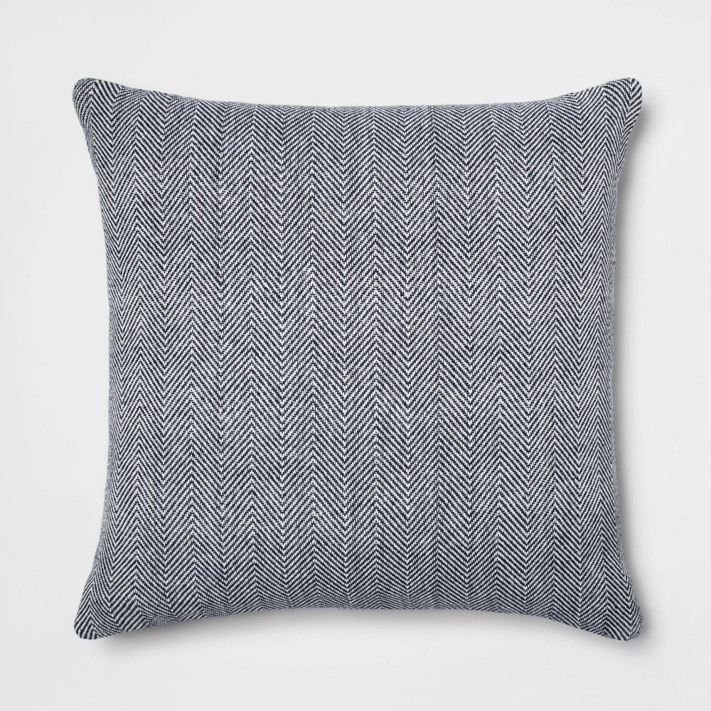 Oversized Woven Herringbone Square Throw Pillow Navy - Threshold | Target