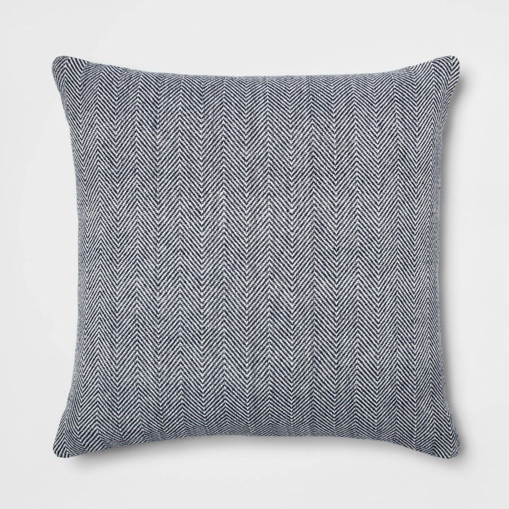 Oversized Woven Herringbone Square Throw Pillow Navy - Threshold | Target