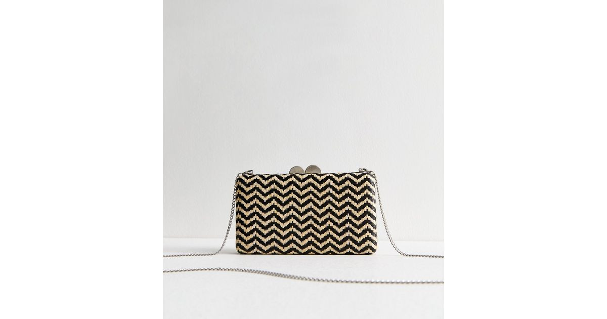 Black Woven Zig Zag Box Clutch | New Look | New Look (UK)